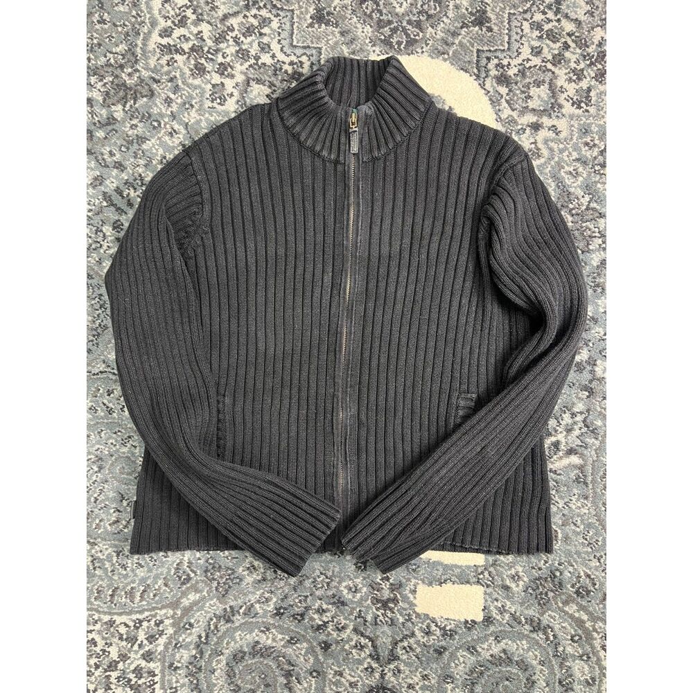 Vintage Lauren Ralph Lauren Womens Full Zip knit Sweater Size XL Black